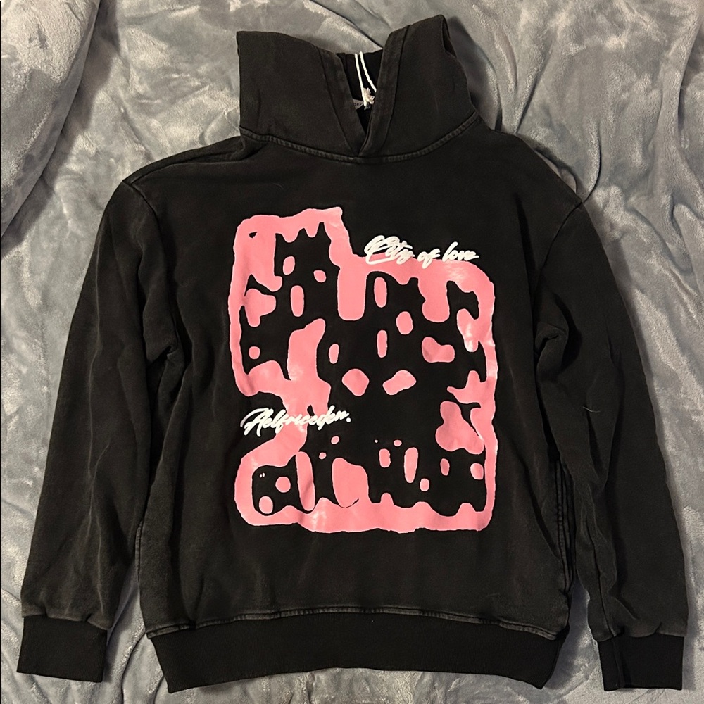 Aelfric Eden Black Hoodie with Pink Graphic